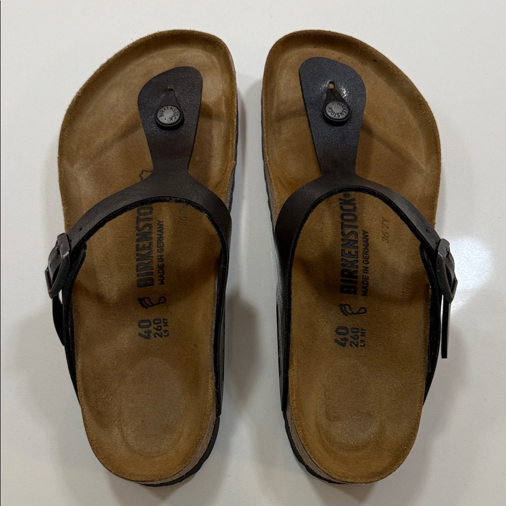 Birkenstock Thong Sandal w/ Buckle, Dark Brown Women’s Sandals